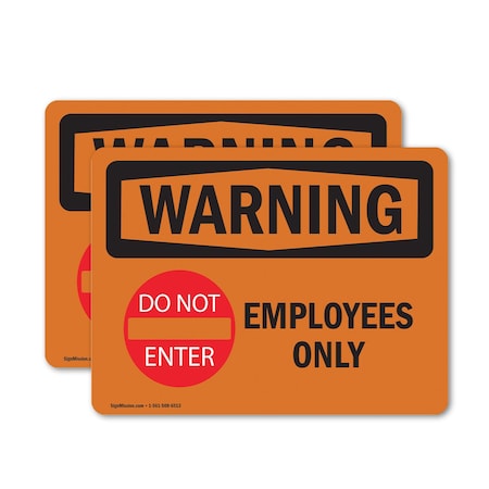 Signmission Employees Only With Symbol OSHA Warning Sign, Vinyl Decal, 5in W x 3.5in L, 2PK OS-2PACK-WS-D-35-L-12114